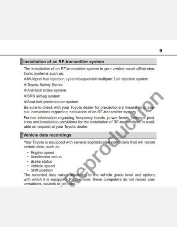 toyota kluger 2017 2018 2019 & 2020 owners manual